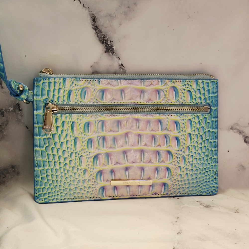 Brahmin Brooke Tote Bag in Cotton Candy Ombre Melbourne Leather w/ Zipper Pouch - Picture 3 of 14